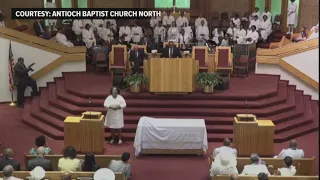 Bernie Sanders speaks about justice at Antioch Baptist Church North in Atlanta