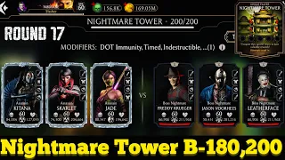 Nightmare Tower Boss Battle 200 & 180 Fight + Reward MK Mobile | Assassin Team Vs Boss Nightmare