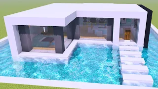 Minecraft Tutorial - Como fazer uma Casa Moderna com Piscina e Mobília