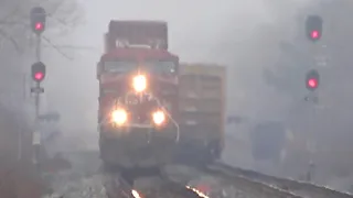 Two Big CSX Trains Meet. Huge CSX Freight Train with a  DPU Alright. Fast NS Van Train + More Trains