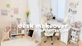 aesthetic desk makeover + organization 🖇️＜꒱° ⇢ cozy setup ⨾ white & soft pastel ᵎᵎ