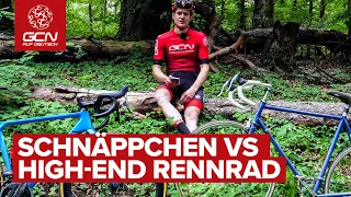 Schnäppchen-Rad vs. High-End Rennrad im bergab Test