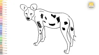 African wild dog drawing easy | How to draw African wild dog step by step