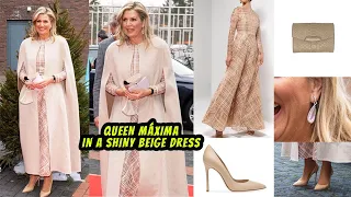 Queen Máxima Looks Stunning in a Shiny Beige Dress While Attending The Christmas Music Gala 2021