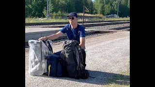 Fjallraven Abisko Friluft 45 backpack and my Brompton touring setup