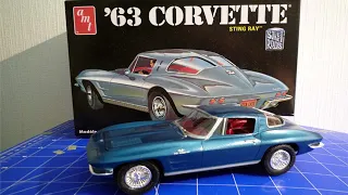 Chevrolet Corvette STINGRAY 1963 model kit build FINISHED AMT 1/25