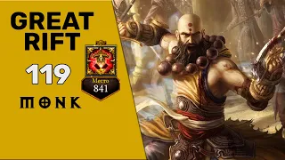 ДИАБЛО 3 ВП-119 МОНАХ СОЛО | DIABLO 3 GREAT RIFT LVL 119 MONK SOLO | RANK 841