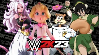WWE 2K23: Peach vs. Sandy Cheeks vs. Android 21 vs. Toph Beifong