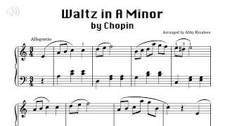 SIMPLIFIED Waltz in A Minor by Chopin | Easy Piano Sheet Music