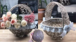 JÜT İP VE BALON İLE SEPET YAPIMI | MAKING BASKET With JUTE ROPE , BALLOON