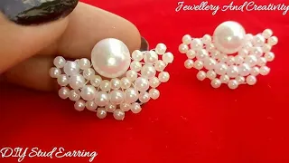 Classy Stud Earring || How To Make Stud Earring At Home || Tops Earring Making || Beads Jewelry