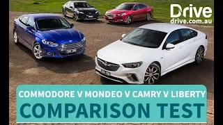 Comparison Test: 2018 Commodore RS v Mondeo Trend v Camry SX v Liberty 2.5i | Drive.com.au