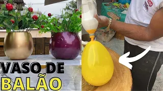 COMO FAZER VASO DE BEXIGA COM GESSO E DESIGNER MODERNO  BALLOON FLOWER VASE   Diy vasos decorativos