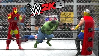 HULK VS AVENGERS (CAPTAIN AMERICA & THOR & IRON MAN) - WWE 2K15