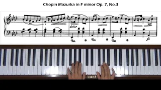 Chopin Mazurka in F minor Op. 7, No. 3 Piano Tutorial