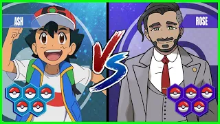 Pokemon Battle Pedia: Ash Vs Chairman Rose (Best Ash Team)