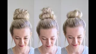 3 Messy Bun Top Knots: Using No Bobby Pins | Q's Hairdos | Tessi's Hairstyle