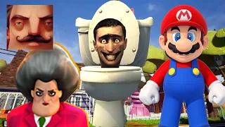 Hello Neighbor - New Secret Neighbor Skibidi Toilet Scary Teacher Crash Bandicoot Mario Gameplay