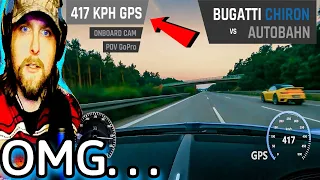 American Blown Away By Bugatti Chiron on Autobahn - 417 KPH