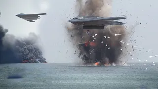 U.S. Air Force B-2 Bomber Squadroon Attacking Rebel Ships in the Red Sea
