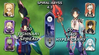 C0 Tighnari Spread & C0 Xiao Hyper carry | Spiral Abyss 4.3 | Genshin Impact |