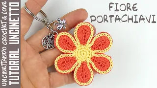 Crochet Tutorial - Easy Flower Keychain (English subtitles)
