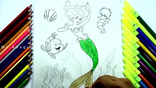 Coloring Ariel The Little Mermaid GIANT Disney Coloring Page Crayola Crayons