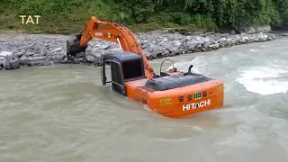 1 Extreme Dangerous Idiots Excavator Operator Skill - Fastest Deep River Crossing Excavator Driving