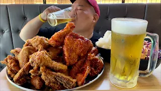 비오는날 만원짜리 치킨 낮술 치맥먹방 2차는 짜글이에 소주 먹방 MUKBANG