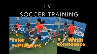 SOCCER ATTACKING AND DEFENDER DRILL 1 V 1 TRAINING - TAKE ON PLAYERS WITH CONFIDENCE. FUN VARIATION
