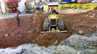 Incredible New Update Complete By Bulldozer Pushing Dirt & 5Ton Dump truck Unloading