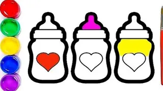 🍼 How to Draw and Paint Milk Bottles for Babies | Easy Baby Bottles Drawing