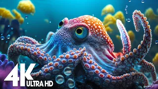 The Ocean 4K - Beautiful Coral Reef,Octopus, Jellyfish, Fish in Aquarium| Sea Animals for Relaxation