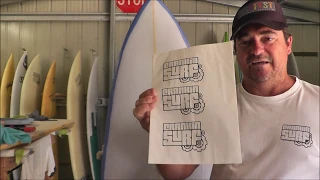 Making a Surfboard - Printing Logos on Rice Paper