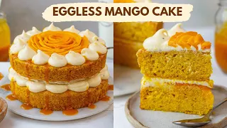 Eggless Mango Cake Recipe | Fresh Mango Sponge Cake  | Easy Mango Cake| Bake With Shivesh