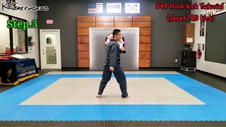 540 Spin hook Kick Taekwondo (Cheat 720 Kick) Tutorial