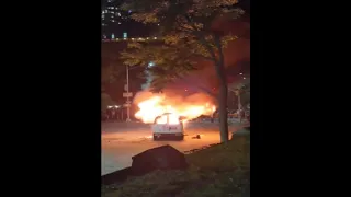NYPD van is set on fire during NYC protests