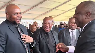 Ramaphosa , Julius Malema & Jacob Zuma arrives at the Mangosuthu Buthelezi Funeral  #RIPShenge