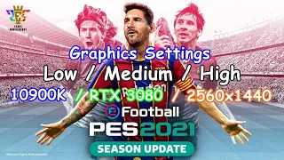 eFootball PES 2021 Season Update Graphics Settings Low/Medium/High - i9 10900K/RTX3080/1440p