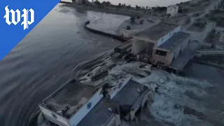 Drone video shows extent of Nova Kakhovka dam damage