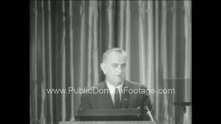 President Lyndon B. Johnson pledges to support Vietnam 1965 archival footage