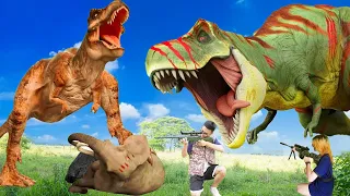 Last Blockbuster T rex Attack | T-rex Chase | Jurassic World 2024 Dinosaur Movie | Dinosaur Hunting