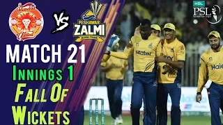 Islamabad United Fall Of Wickets |Peshawar Zalmi Vs Islamabad United| Match 21| 9 Mar | HBL PSL 2018