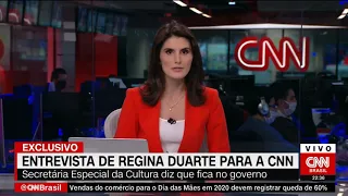 Nota de esclarecimento da CNN Brasil sobre a entrevista de Regina Duarte para o "CNN 360" (07/05/20)