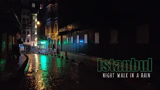 Turkey. Istanbul. Night Walk in the Rain. 4k.