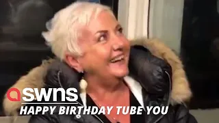 Son gets whole London tube carriage to sing happy birthday to his mum | SWNS