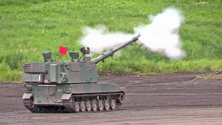 Japan's Army Mitsubishi Type 99 155mm Self-Propelled Howitzer Live-Fire L52 Artillery Gun Autoloader