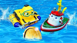 Кораблик Элаяс и его друзья везут сокровища! Детские игрушки в бассейне