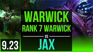 WARWICK vs JAX (JUNGLE) | Rank 7 Warwick, 1.3M mastery points, 700+ games | EUW Master | v9.23
