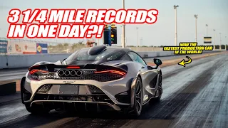 BREAKING THE MCLAREN 765LT WORLD RECORD 1/4 MILE TIME *3 TIMES IN ONE DAY*  W/ Shmee150 & Dragtimes!